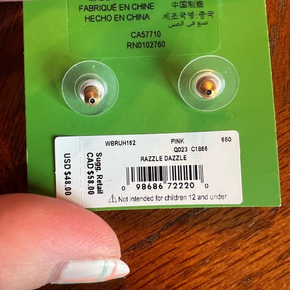 NWT Kate Spade Razzle Dazzle Magenta Ball Earrings - Picture 2 of 2